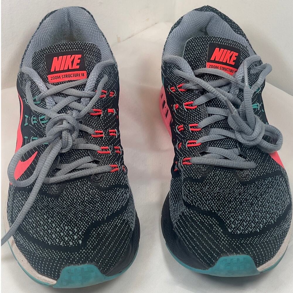 Nike Women's Air Zoom Structure 18 Running Shoes Black Mesh Dynamic Flywire 9.5